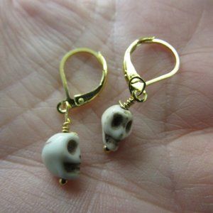 Stone Skeleton Earrings Handmade